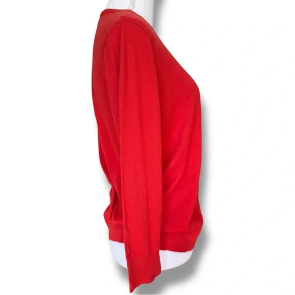 LOFT Vibrant Vermillion Women's Button Up Cardigan Thin Sweater Sz L - Picture 4 of 11